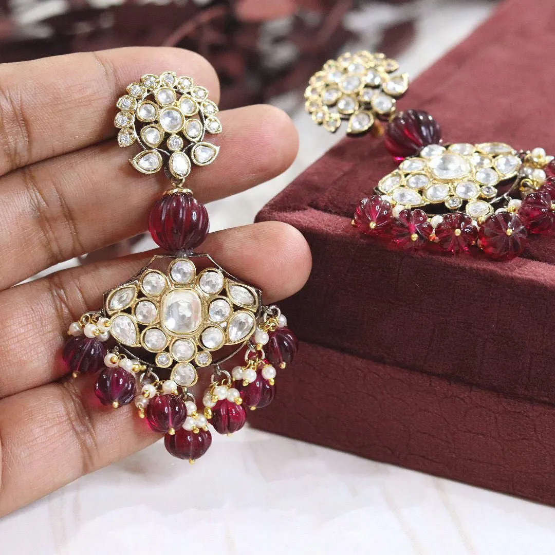 Celebrity Teardrop Wedding Floral Earrings Jewelry Set, Celebrity Inspired Floral Earrings Set, Indian Earrings Set, Pakistani Earrings Set, Bridal Floral Earrings