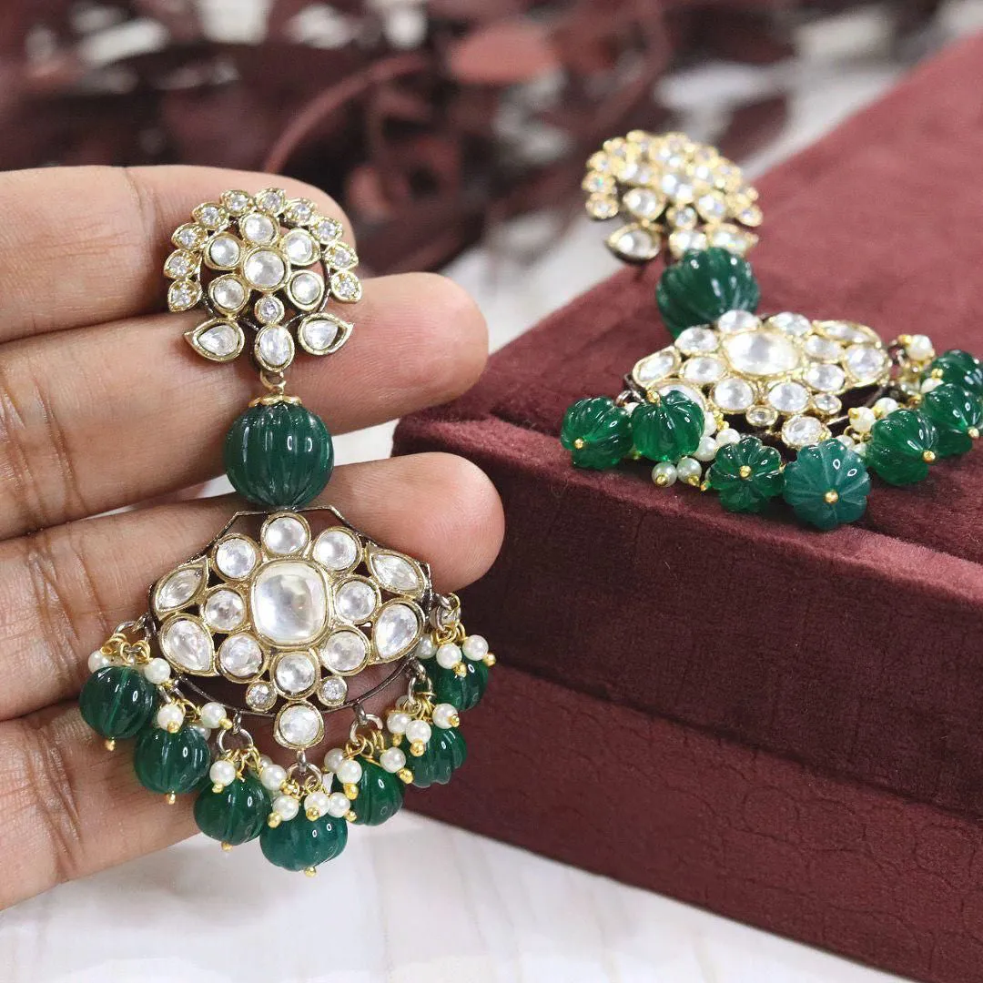 Celebrity Teardrop Wedding Floral Earrings Jewelry Set, Celebrity Inspired Floral Earrings Set, Indian Earrings Set, Pakistani Earrings Set, Bridal Floral Earrings