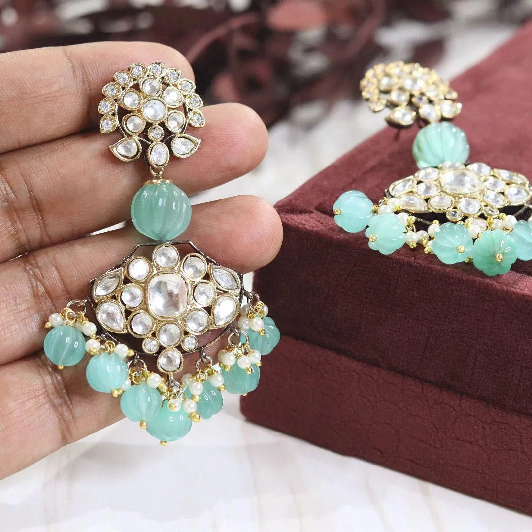Celebrity Teardrop Wedding Floral Earrings Jewelry Set, Celebrity Inspired Floral Earrings Set, Indian Earrings Set, Pakistani Earrings Set, Bridal Floral Earrings