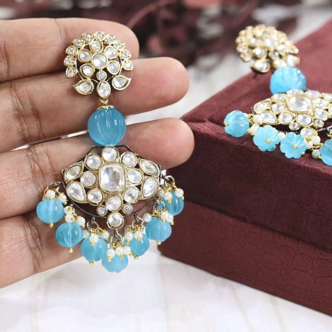 Celebrity Teardrop Wedding Floral Earrings Jewelry Set, Celebrity Inspired Floral Earrings Set, Indian Earrings Set, Pakistani Earrings Set, Bridal Floral Earrings