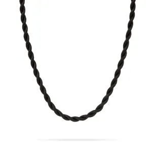 Chunky Twisted Black Silk Cord Necklace