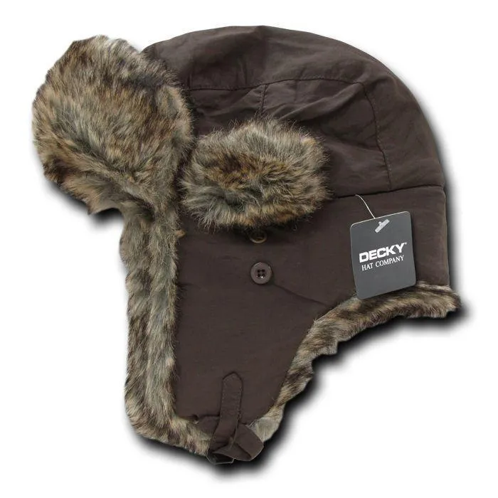 Decky Aviator Bomber Soft Faux Fur Ear Flap Hat Cap Winter Ski Trooper Trapper