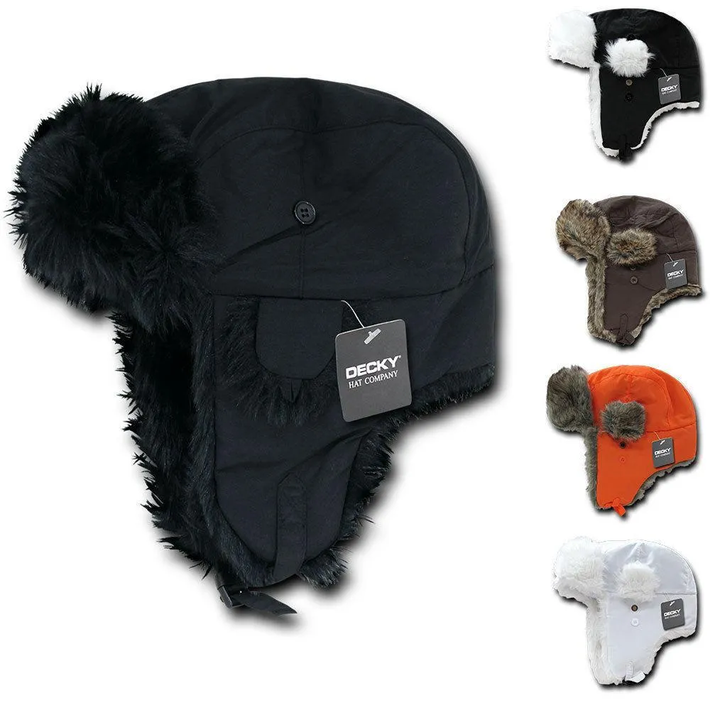 Decky Aviator Bomber Soft Faux Fur Ear Flap Hat Cap Winter Ski Trooper Trapper
