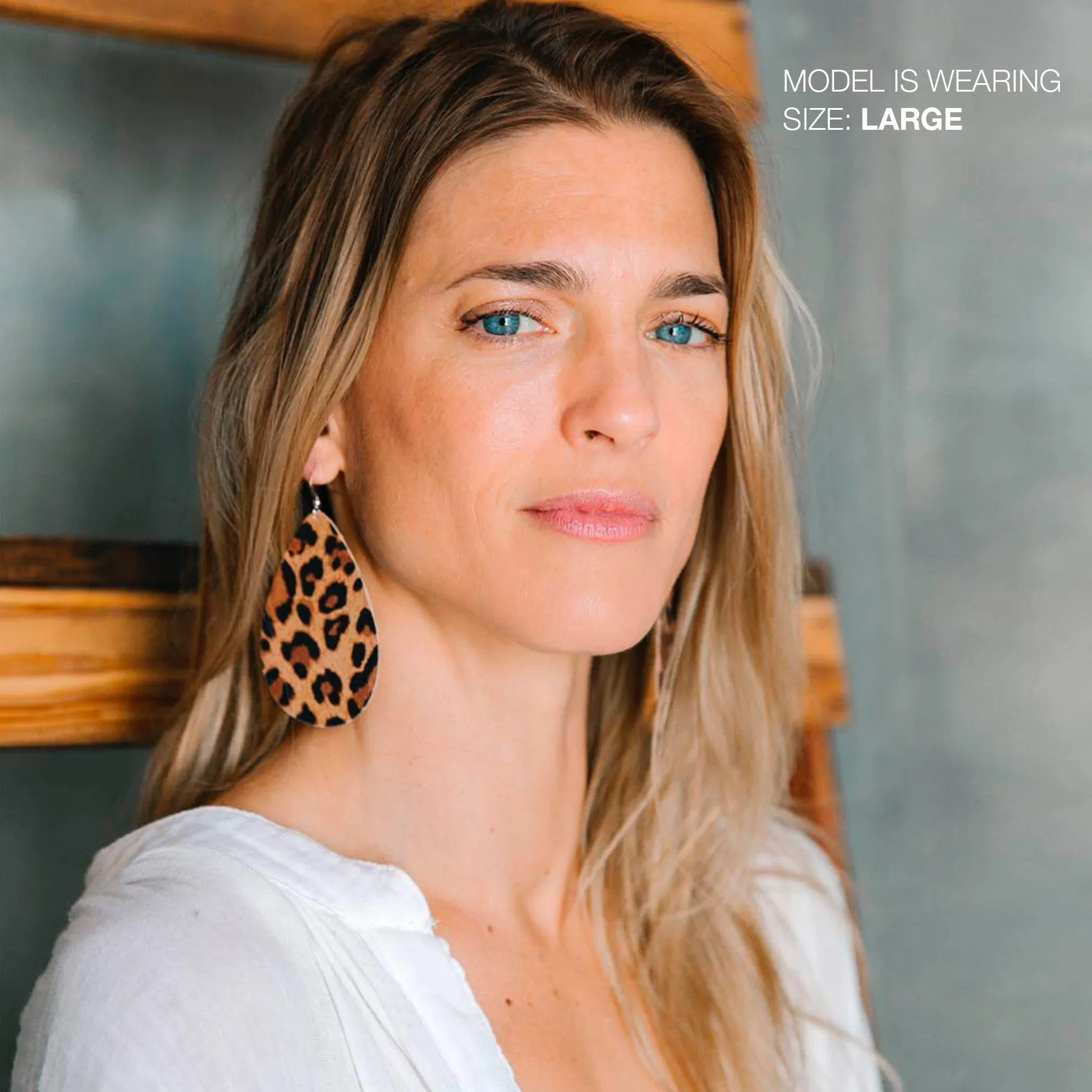 Leopard Teardrop Leather Earrings