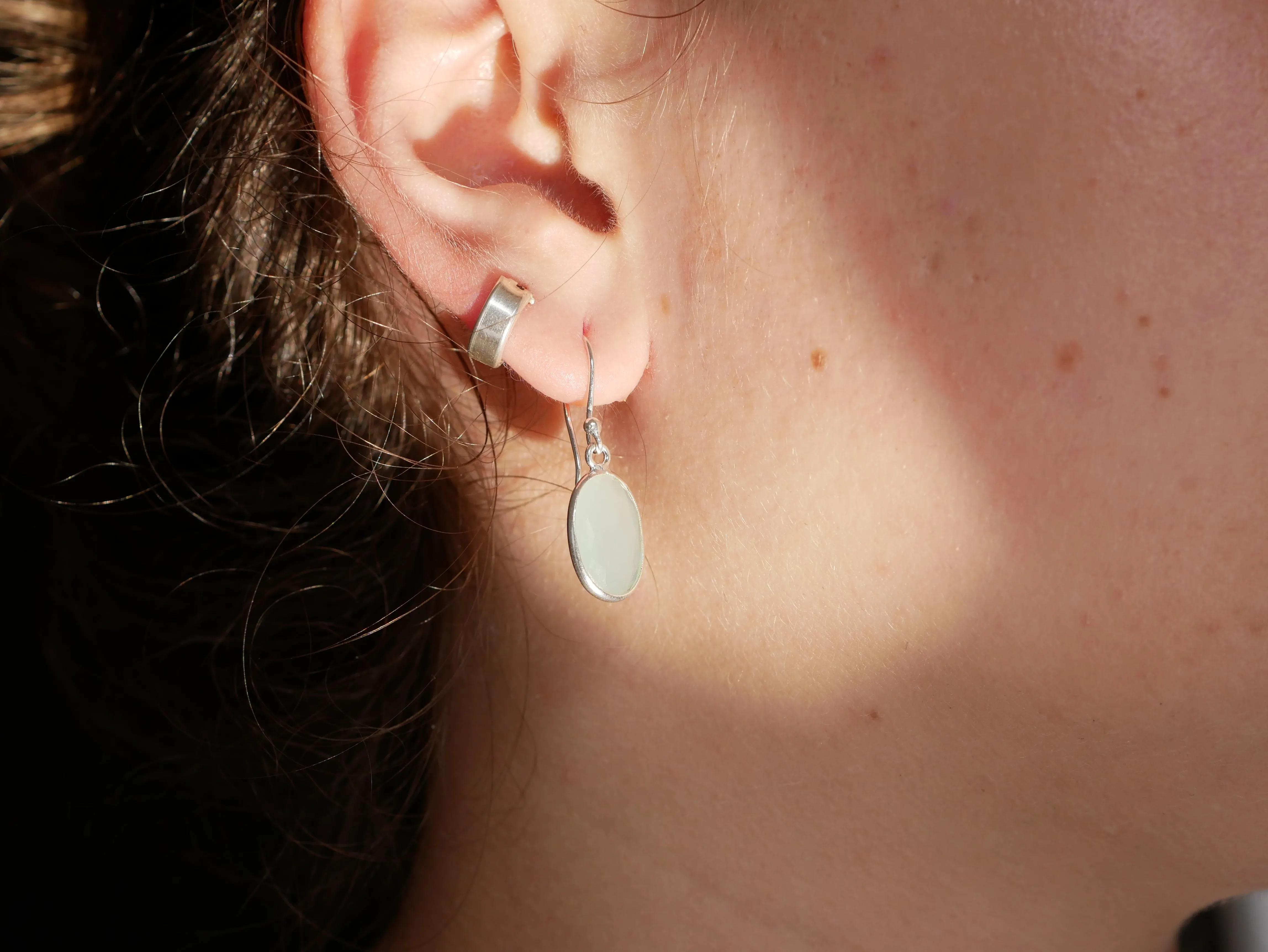 Pastel Green Chalcedony Adora Earrings - Oval