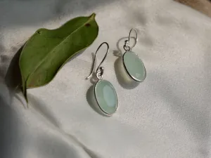 Pastel Green Chalcedony Adora Earrings - Oval